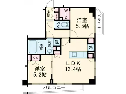 プレディアコート西葛西(2LDK/5階)の間取り写真