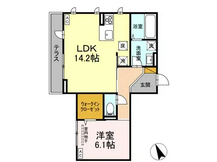 D S LIEN  F(1LDK/1階)の間取り写真