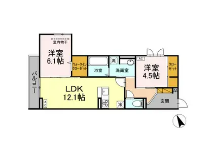 D S LIEN  B(2LDK/2階)の間取り写真