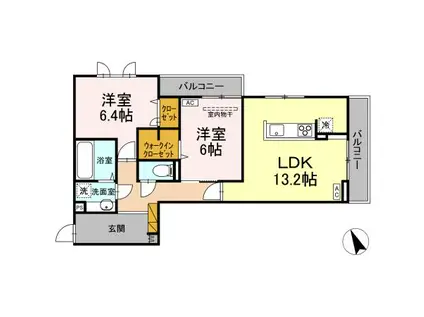 D S LIEN  B(2LDK/3階)の間取り写真