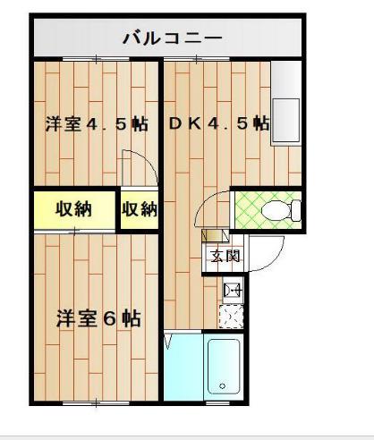 松沢ハイツ(2DK/2階)の間取り写真
