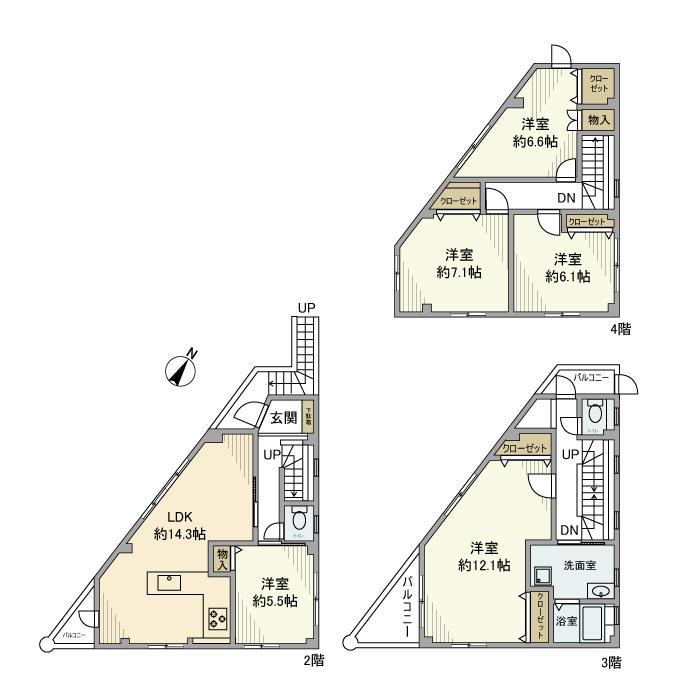 浅間町戸建(5LDK/2階)の間取り写真