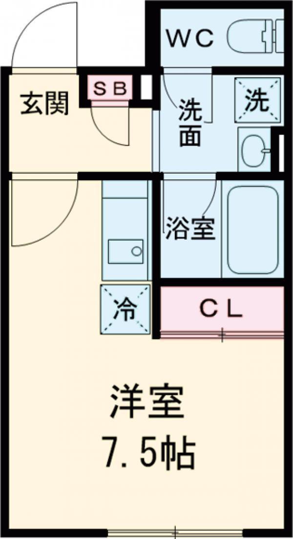LEGALAND祐天寺(ワンルーム/1階)の間取り写真
