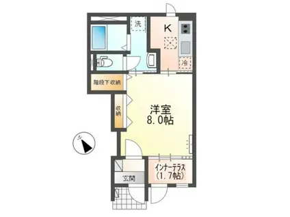 プレミアスⅡ(1K/1階)の間取り写真