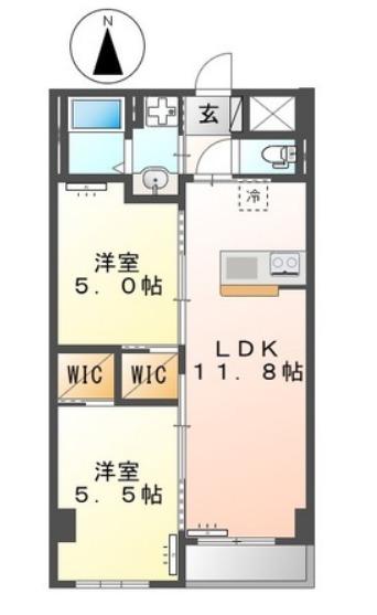 キーファ(2LDK/3階)の間取り写真