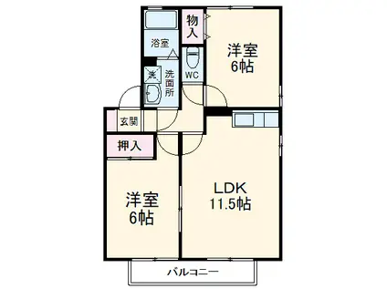 ガーデンムジュー(2LDK/2階)の間取り写真