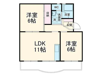 坪内ハイツ(2LDK/1階)の間取り写真