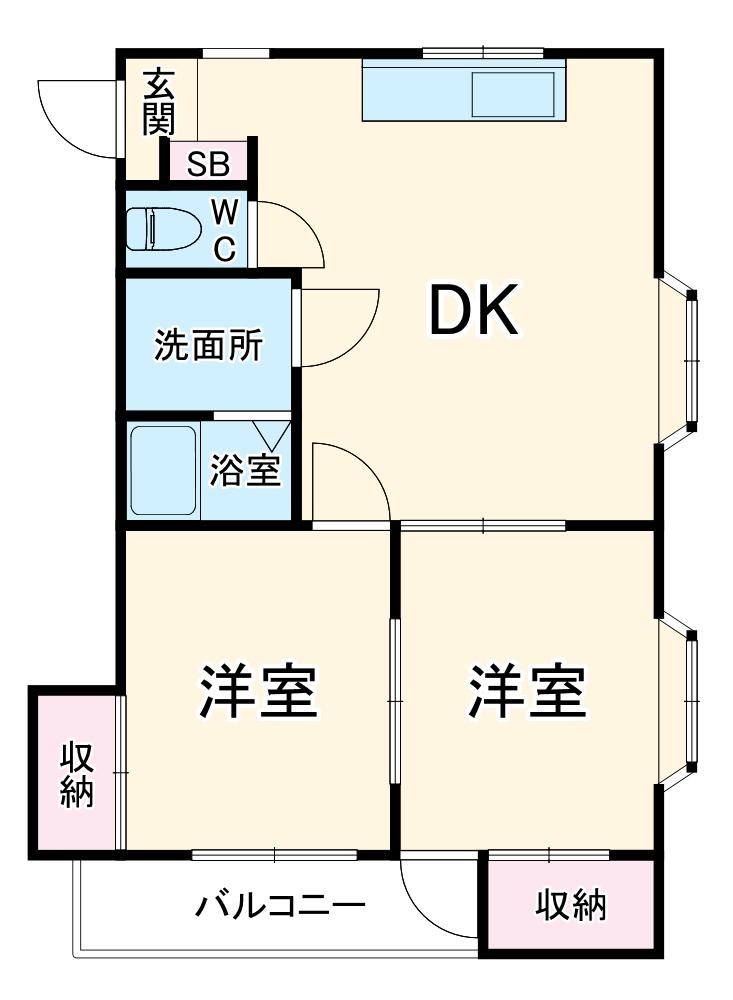 ヴェールアッシュⅡ(2LDK/1階)の間取り写真