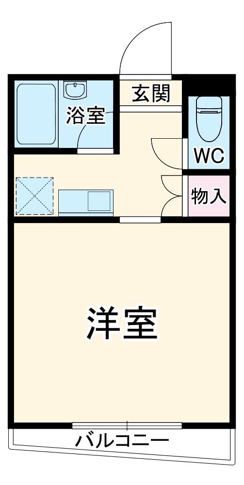 フルエンス(1K/4階)の間取り写真