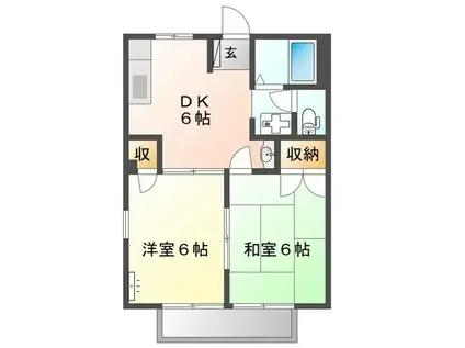 プレミール1(2DK/1階)の間取り写真