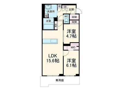 ヴィオラ・ボヌール(2LDK/1階)の間取り写真