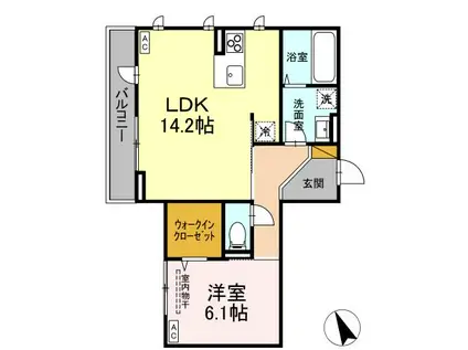 D S LIEN  F(1LDK/3階)の間取り写真