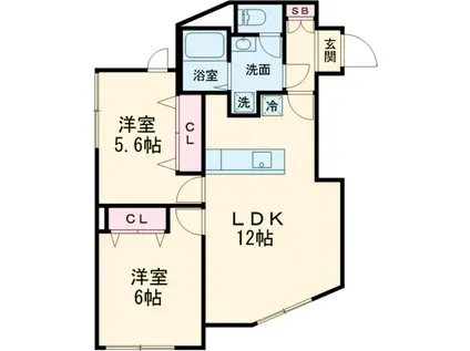 GRAN PASEO祐天寺イースト(2LDK/1階)の間取り写真