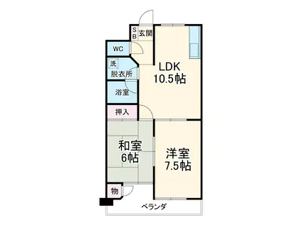 カーサ一社(2LDK/3階)の間取り写真
