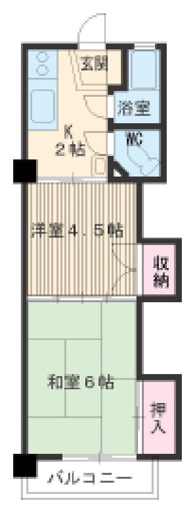 不二ビル(2DK/2階)の間取り写真