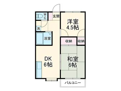 コーポ中村(2DK/1階)の間取り写真