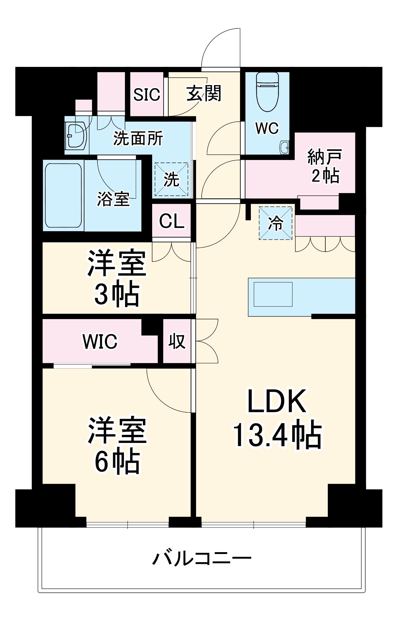 ヴェール・クレール武蔵小杉(2SLDK/4階)の間取り写真