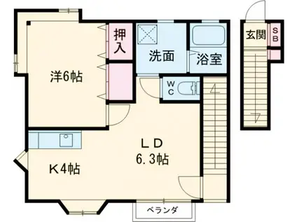 コンシャスⅡ(1LDK/2階)の間取り写真