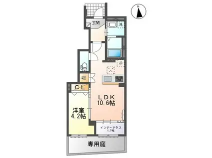 ティーノ フェリーチェ 33(1LDK/1階)の間取り写真