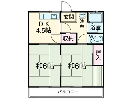 加藤ハイツ(2DK/3階)の間取り写真
