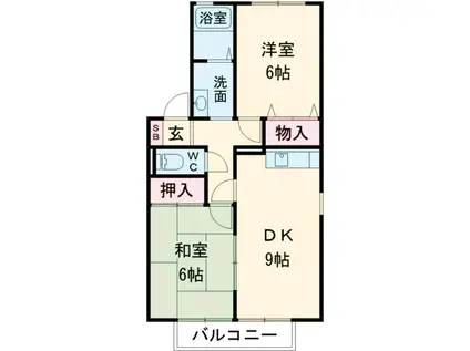 グリーンハイツA(2DK/1階)の間取り写真