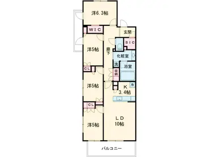 KDXレジデンス武蔵境Ⅱ(4LDK/3階)の間取り写真