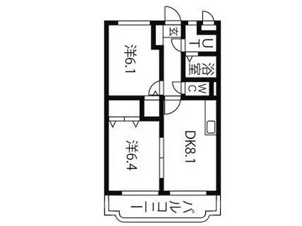 ユーミーサンヒルズ(2DK/1階)の間取り写真