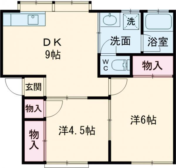 ニューハイツ西山B棟(2DK/2階)の間取り写真