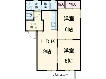 ボナール千吉良(2LDK/1階)の間取り写真