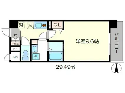 インベスト京都堀川(1K/2階)の間取り写真