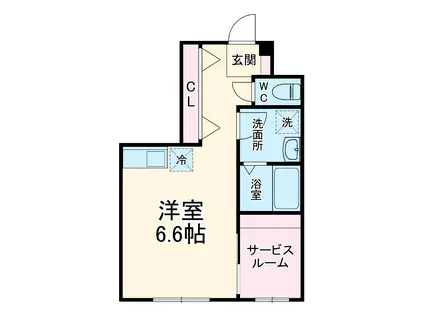 イーストヒルズⅠ(ワンルーム/2階)の間取り写真