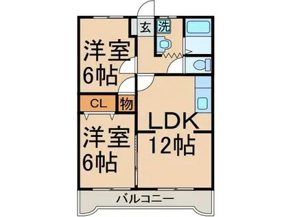 CASA MIRA2(2LDK/2階)の間取り写真