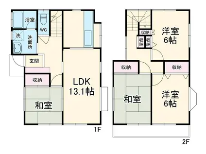小田急電鉄小田原線 本厚木駅 バス乗車時間：10分 スポーツセンターバス停で下車 徒歩3分 2階建 築29年(4LDK)の間取り写真