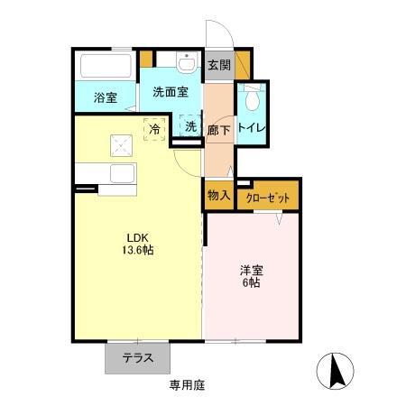 クオリタ・ルル(1LDK/1階)の間取り写真