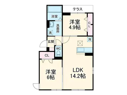 ベルメゾンⅦ(2LDK/2階)の間取り写真