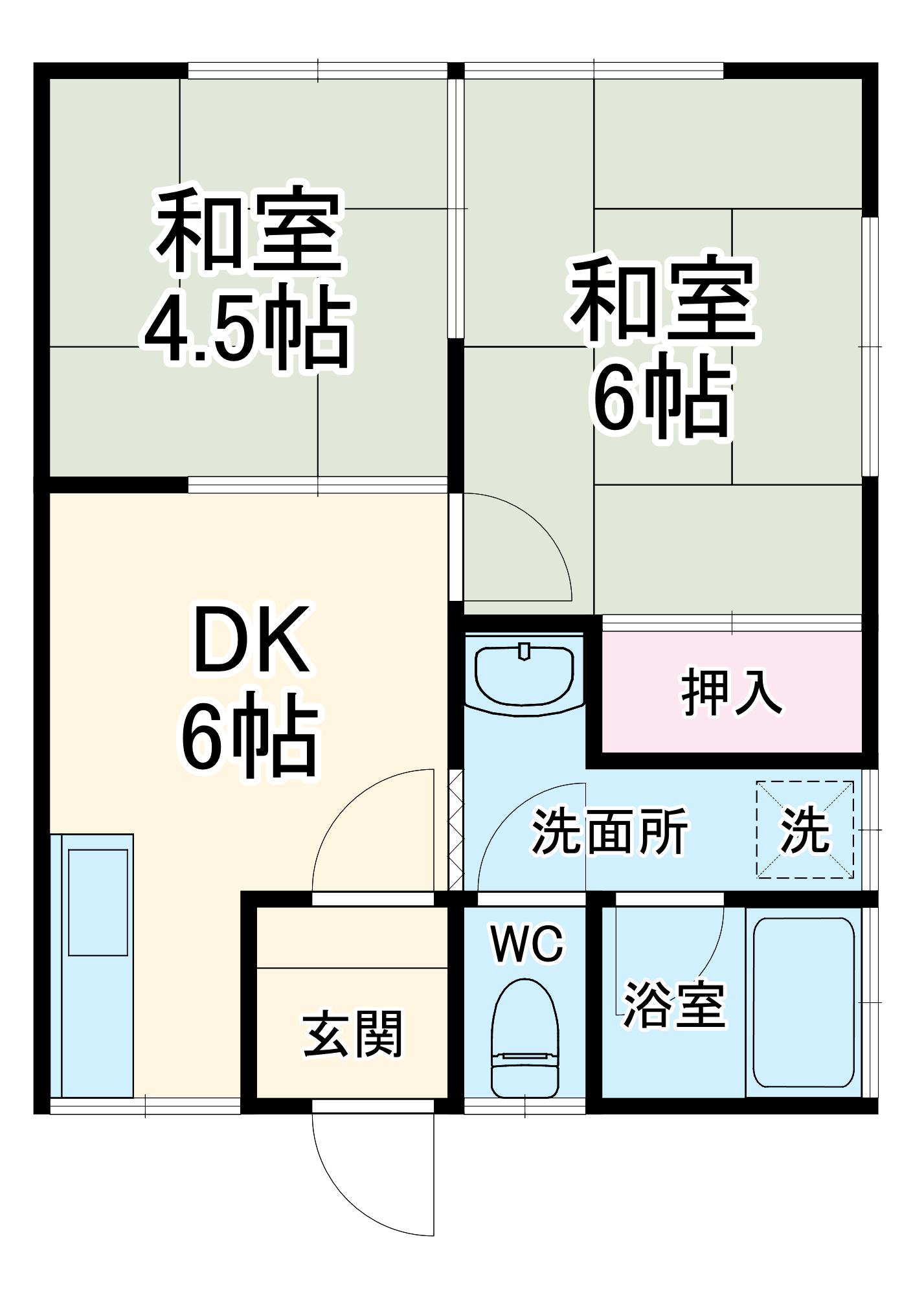 ハイツヴィレッヂ(2DK/2階)の間取り写真