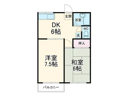 フラワーハイツⅡ(2DK/2階)の間取り写真