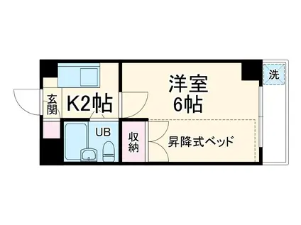 ツインハイツB(1K/3階)の間取り写真