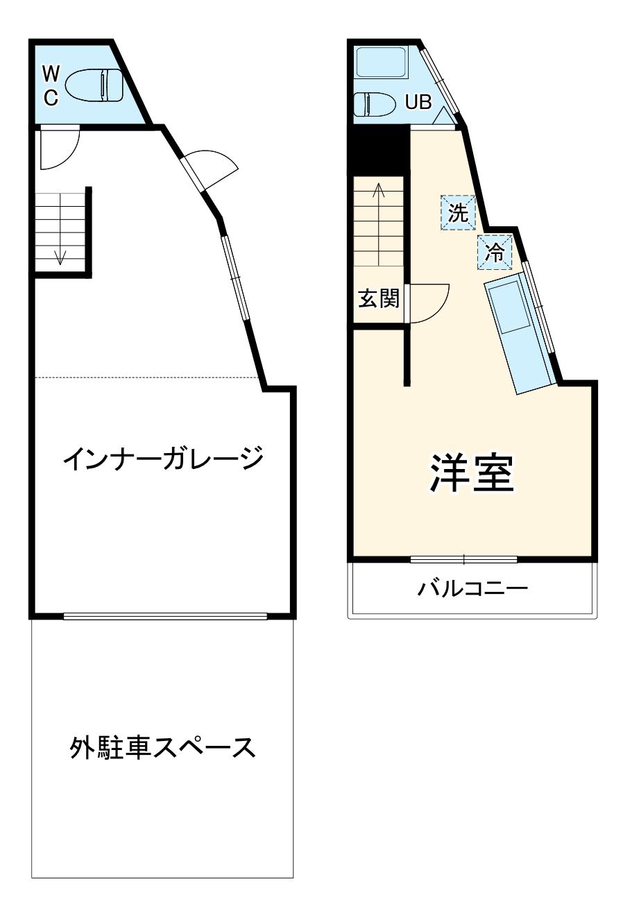 大日ガレージハウス(1LDK)の間取り写真