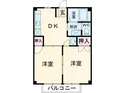 グリーンヒルズなかのⅡ(2DK/1階)の間取り写真