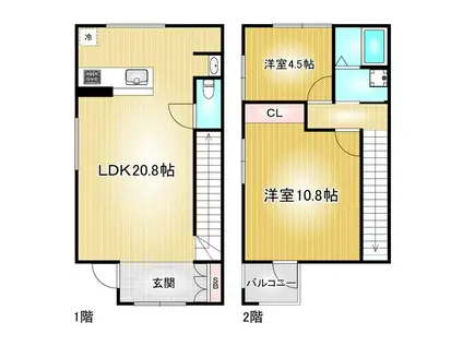 カッツェカヤバ(2LDK)の間取り写真