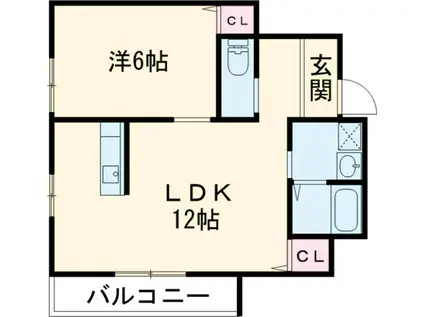 DS羽衣(1LDK/3階)の間取り写真