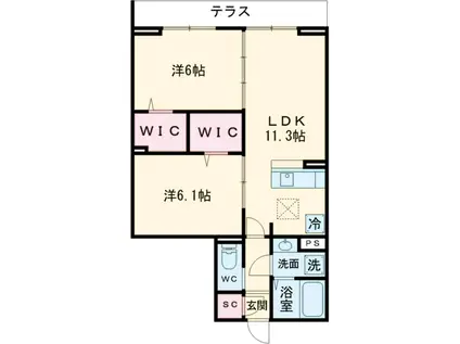 セレスティア東葛西Ⅳ(2LDK/1階)の間取り写真