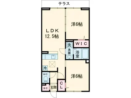 セレスティア東葛西Ⅳ(2LDK/2階)の間取り写真