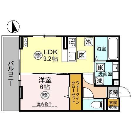 NOBLE VILLA 弥生(1LDK/3階)の間取り写真