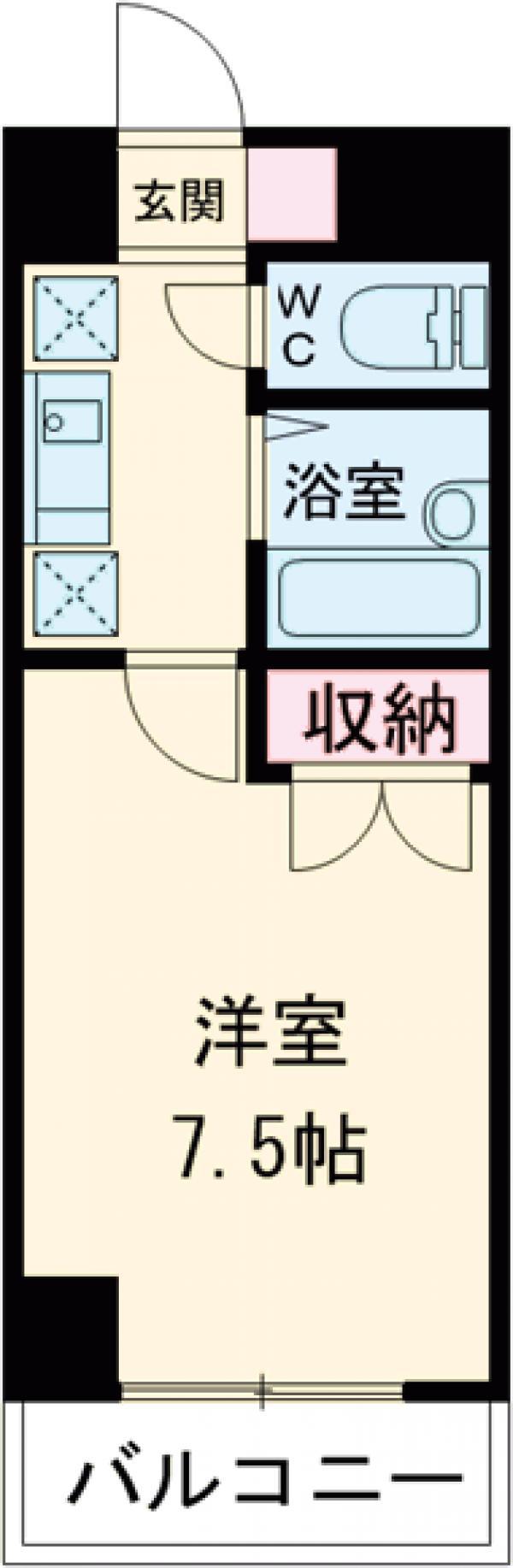 CROSSCOURT(1K/5階)の間取り写真