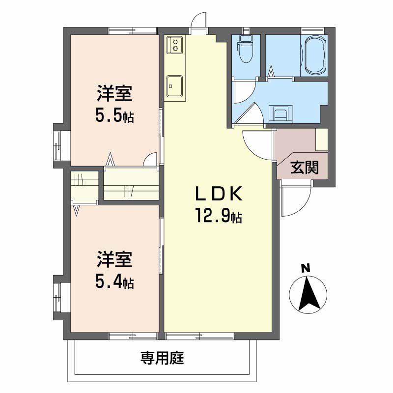 ビクトワール A(2LDK/1階)の間取り写真