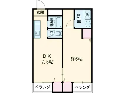 パレットビル(1DK/2階)の間取り写真