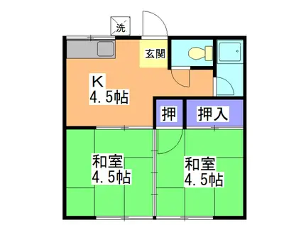 楠荘 東棟(2K/2階)の間取り写真