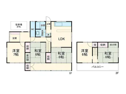 東海道本線 岐阜駅 バス乗車時間：27分 三田洞バス停で下車 徒歩13分 2階建 築57年(5LDK)の間取り写真